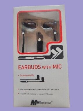 Essentials Black Wired Earbuds with Mic